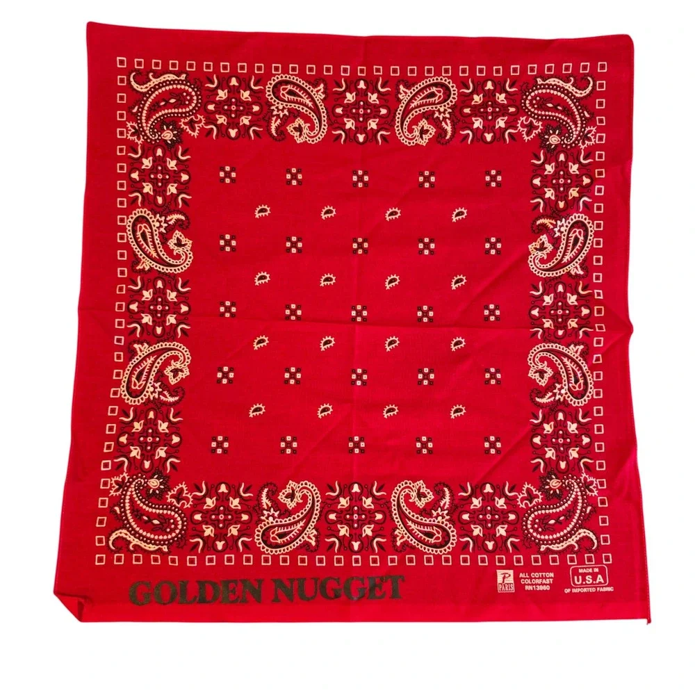 Vintage Golden Nugget Las Vegas Bandana Red Paisley Cotton Paris RN13960 USA